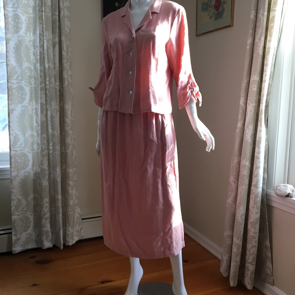Orvis soft linen skirt set in peach